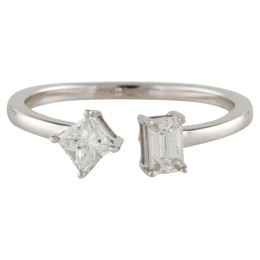 1/2 Carat Princess & Emerald Cut Diamond Twin Ring in 14k Gold For Sale