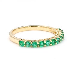 1/2 Carat Round Colombian Emerald 14K Gold Half Eternity Band Ring