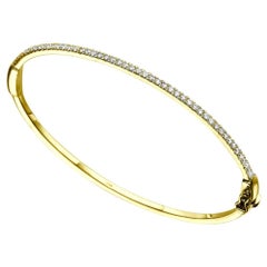 1/2 Carat Round Diamond Bracelet, 14 Karat Yellow Gold Pave Set Diamond Bracelet