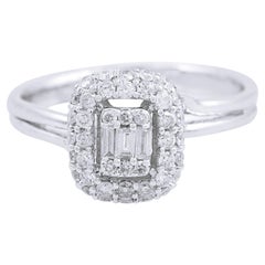 1/2 Carat SI Clarity HI Color Baguette Diamond Promise Ring 18 Karat White Gold