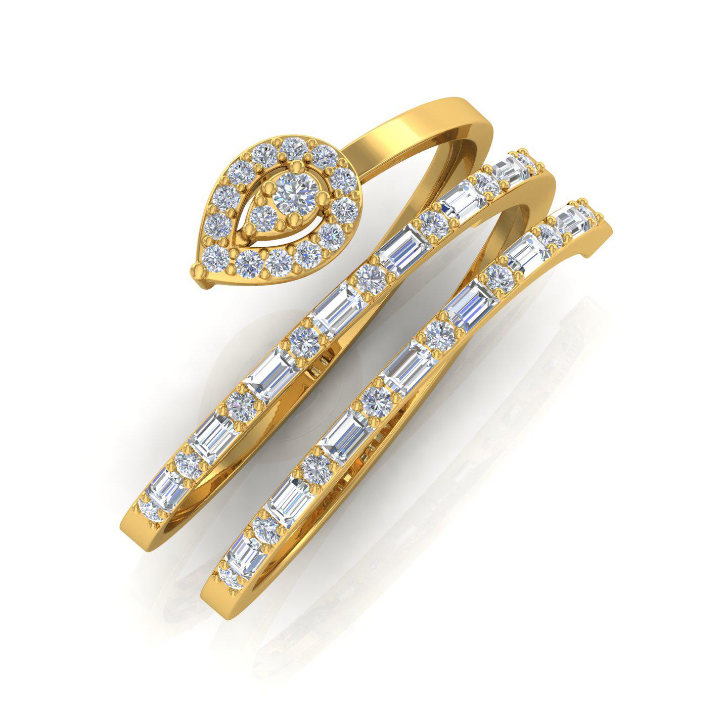 For Sale:  SI Clarity HI Color Baguette Diamond Spiral Ring 18 Karat Yellow Gold Jewelry 5