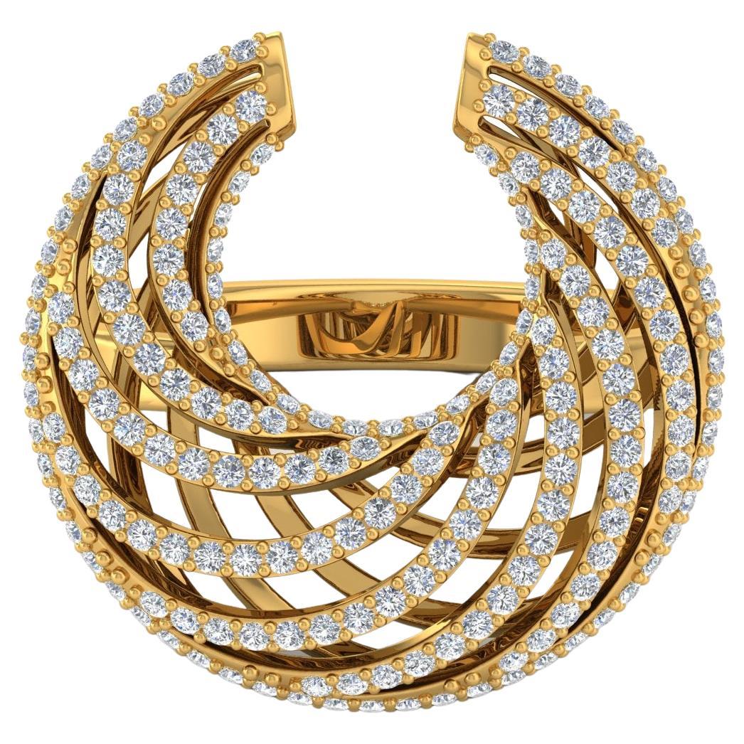 1/2 Carat SI Clarity HI Color Diamond Crescent Moon Ring 14k Yellow Gold Jewelry