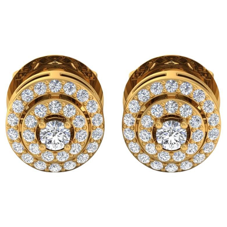 1/2 Carat SI Clarity HI Color Diamond Stud Earrings 18 Karat Yellow Gold Jewelry For Sale