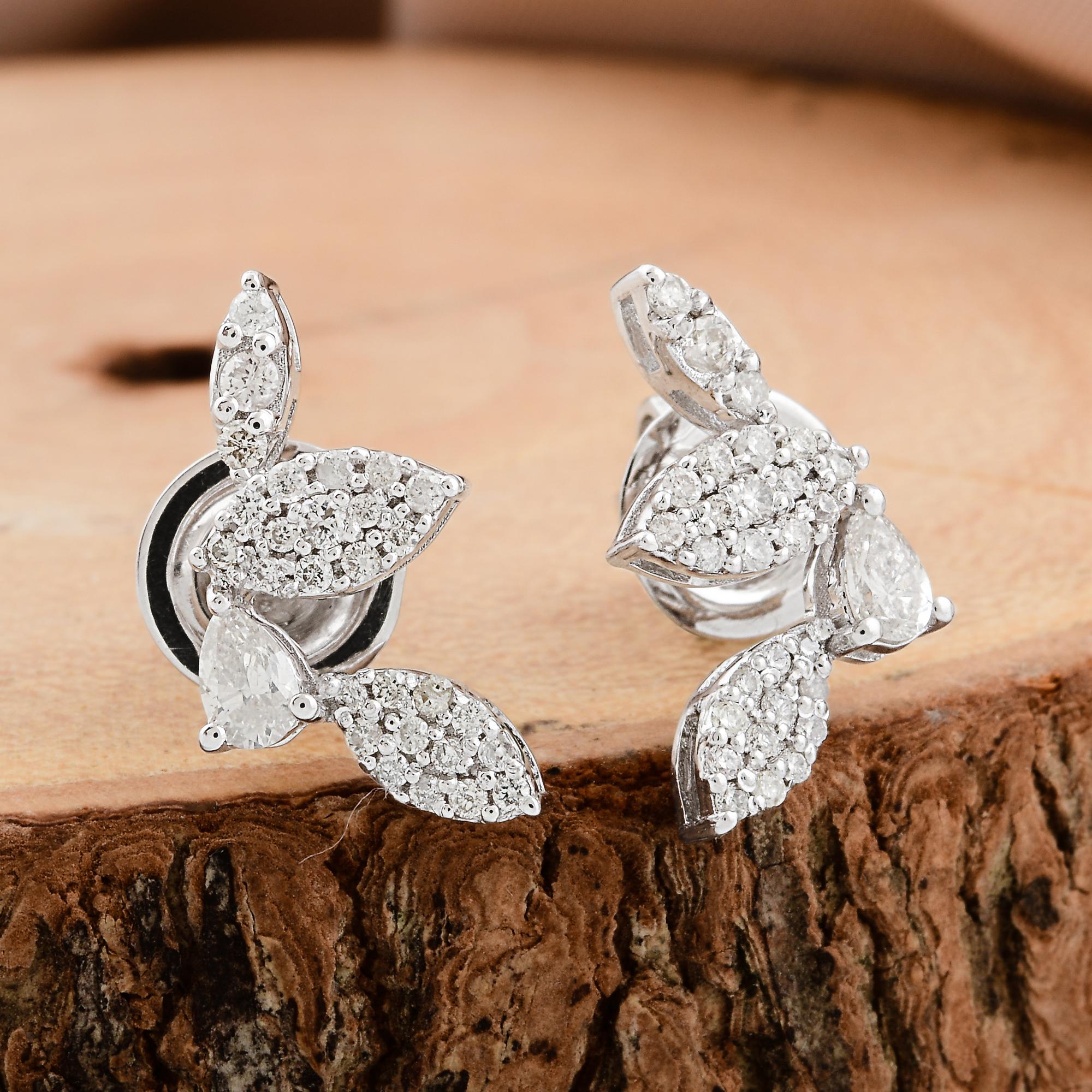 1/2 Quilate SI Claridad HI Color Pendientes Diamante Redondo Pera Oro Blanco 14 Kilates en Nuevo estado para la venta en Diera, Dubai