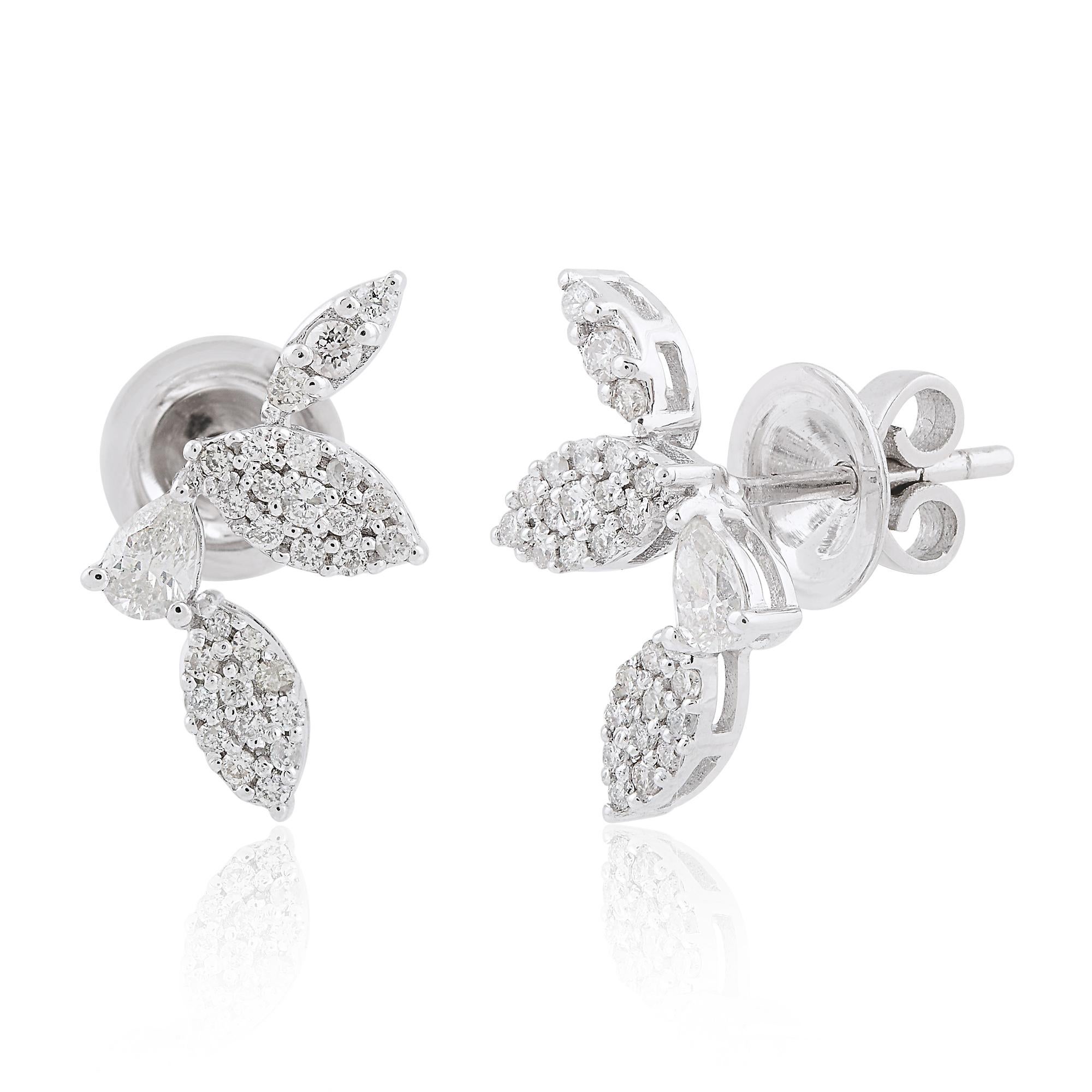 De las mujeres 1/2 Quilate SI Claridad HI Color Pendientes Diamante Redondo Pera Oro Blanco 14 Kilates en venta