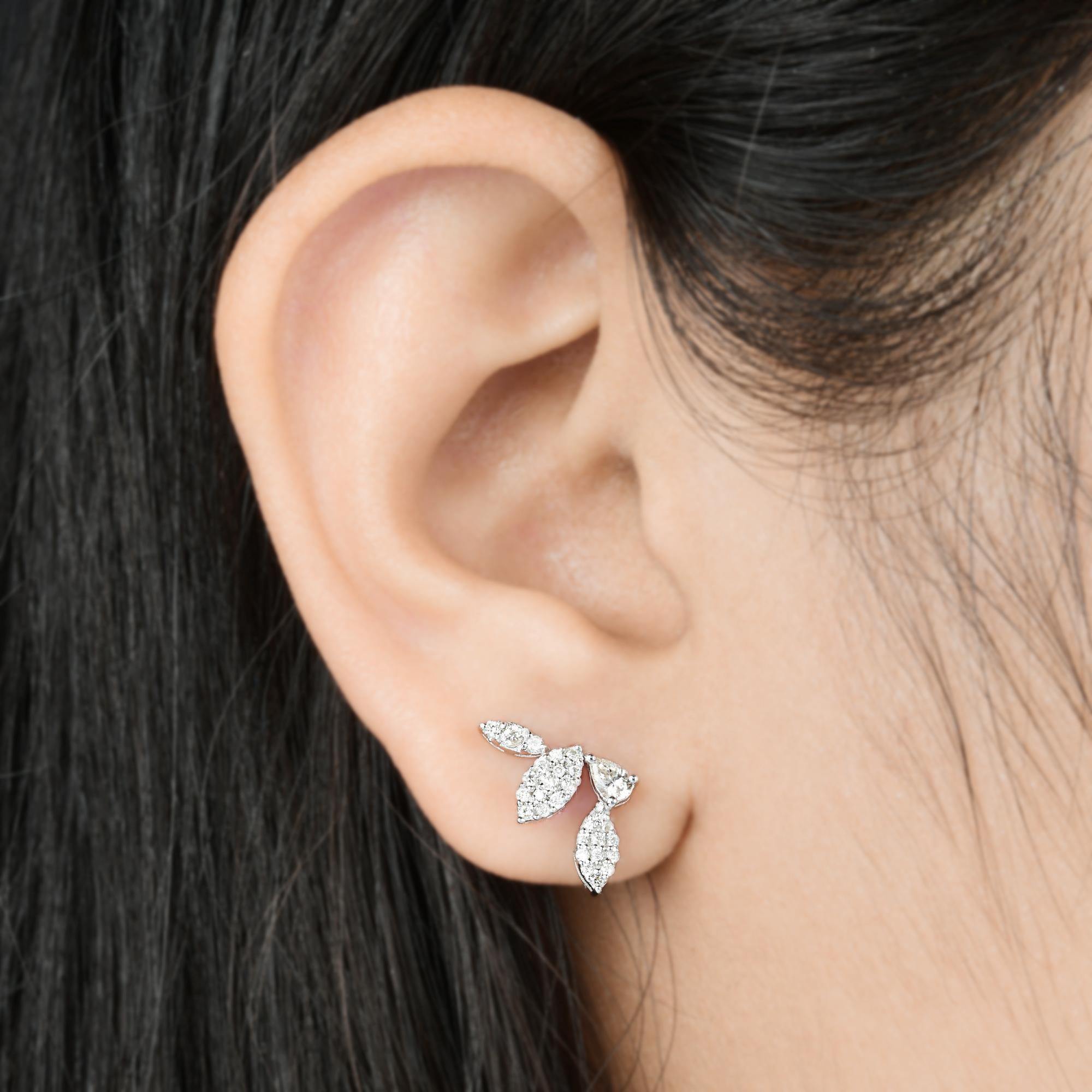 1/2 Karat SI Reinheit HI Farbe Birnenförmige Diamant-Ohrringe 18 Karat Weißgold (Tropfenschliff) im Angebot