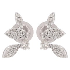 1/2 Carat SI Clarity HI Color Pear Round Diamond Earrings 18 Karat White Gold