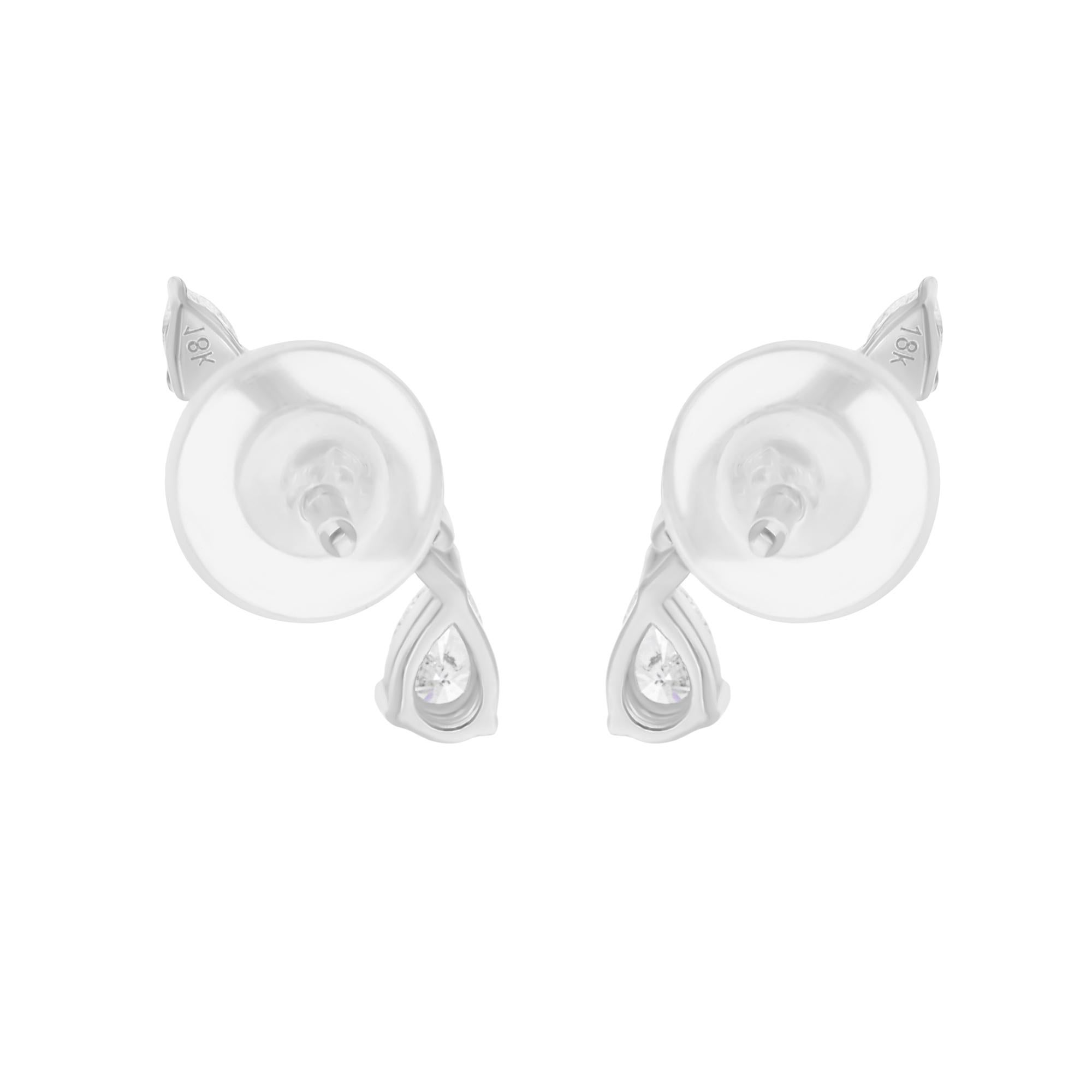1/2 Carat SI Clarity HI Color Pear Shape Diamond Earrings 14 Karat White Gold In New Condition For Sale In Diera, Dubai