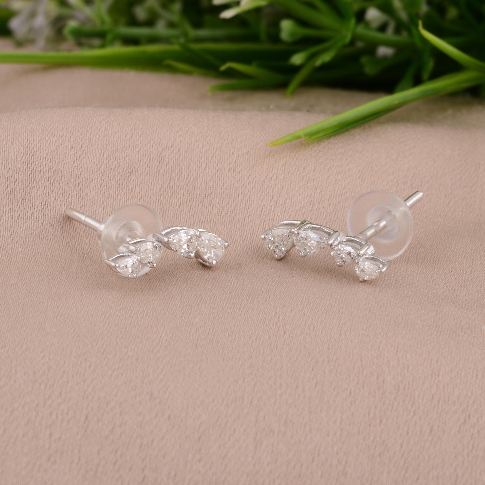 1/2 Karat SI Reinheit HI Farbe Birnenform Diamant-Ohrringe 18 Karat Weißgold (Moderne) im Angebot