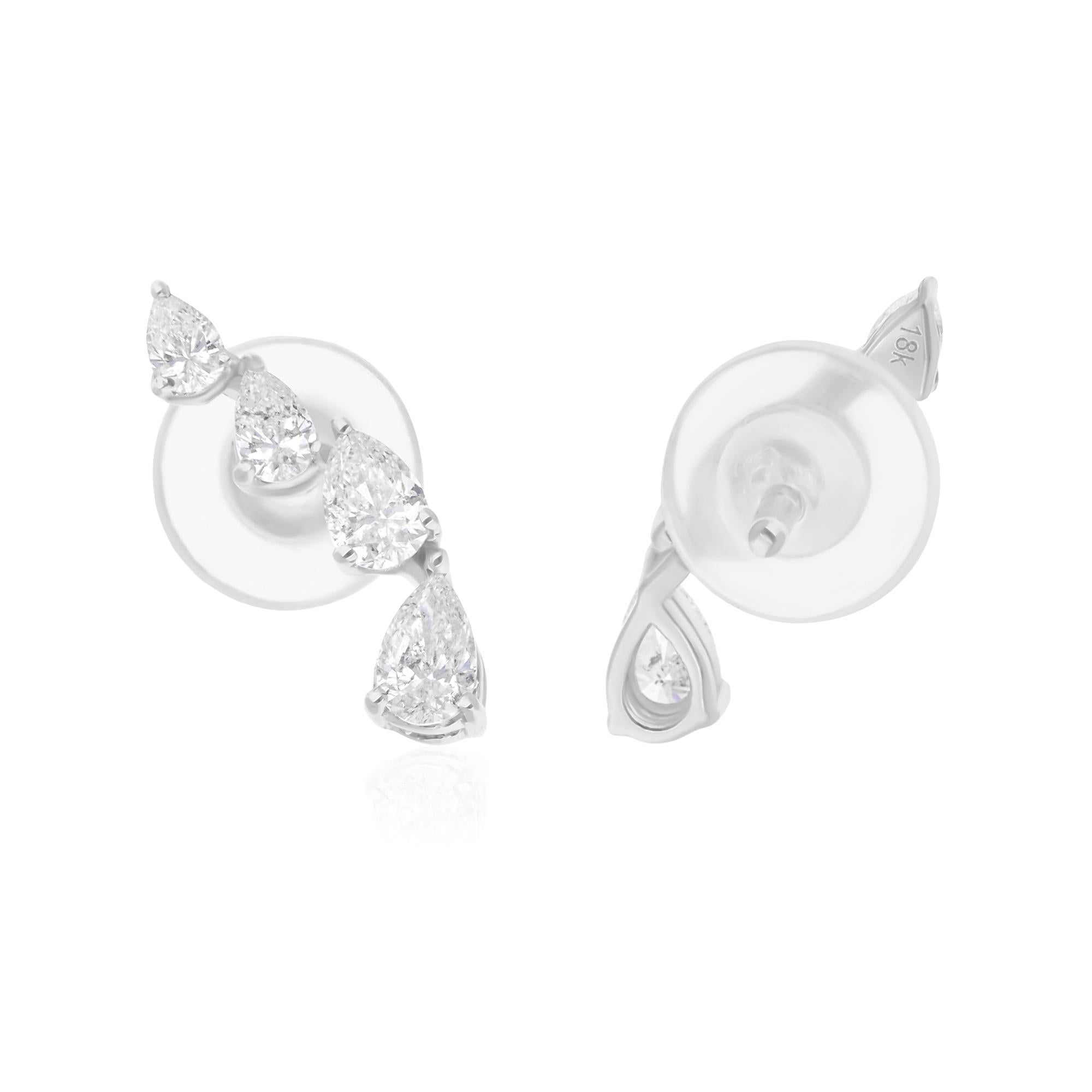 1/2 Karat SI Reinheit HI Farbe Birnenform Diamant-Ohrringe 18 Karat Weißgold (Tropfenschliff) im Angebot