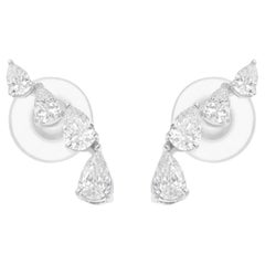 1/2 Carat SI Clarity HI Color Pear Shape Diamond Earrings 18 Karat White Gold