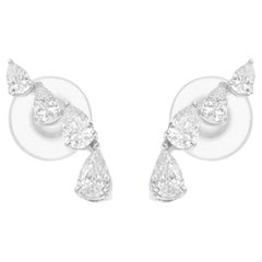 Boucles d
oreilles diamant poire 1/2 carat SI Clarity HI Color 18 Karat White Gold