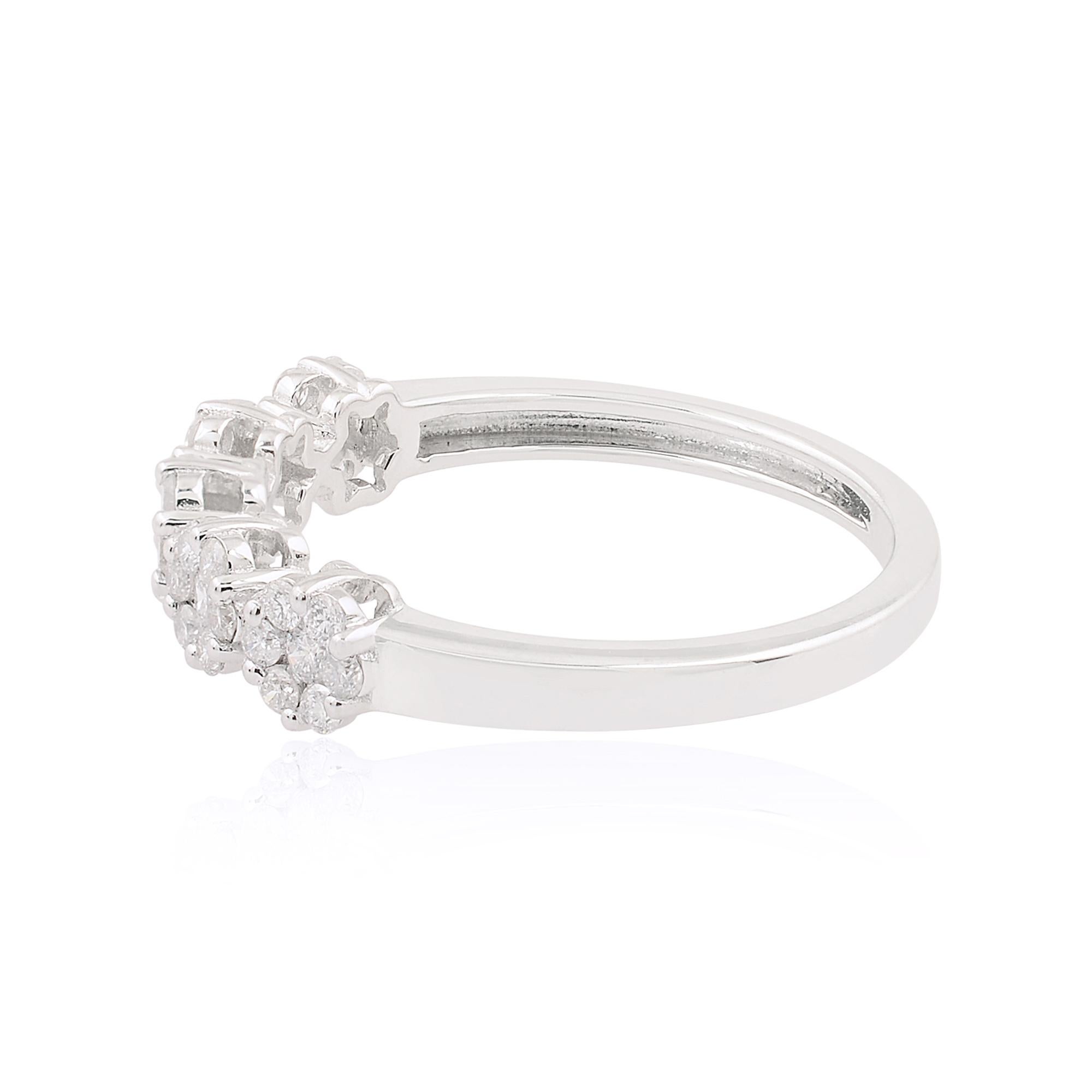 1/2 Quilate SI Claridad HI Color Anillo de Diamantes Redondo Joyas de Oro Blanco de 18 Kilates Moderno en venta