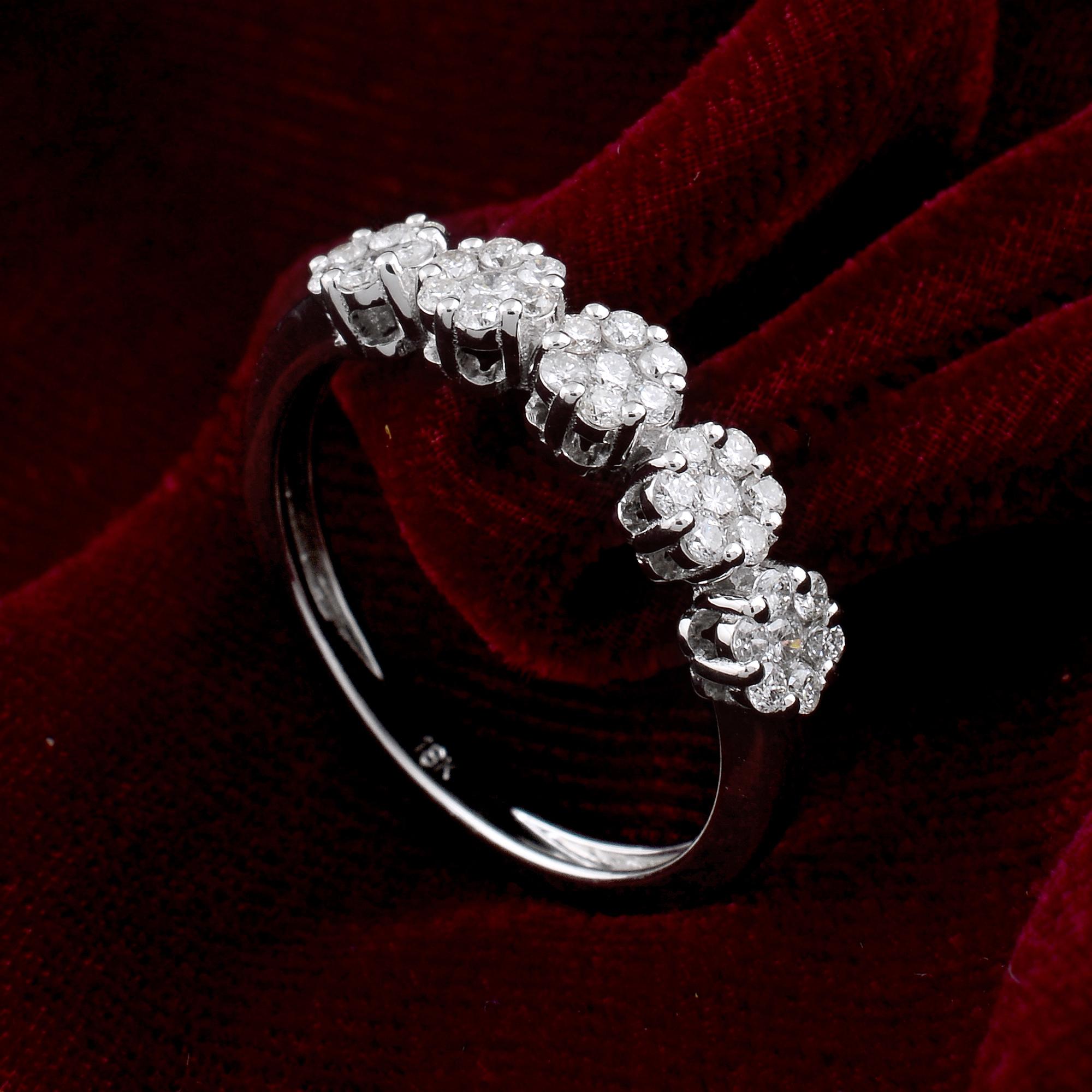 1/2 Quilate SI Claridad HI Color Anillo de Diamantes Redondo Joyas de Oro Blanco de 18 Kilates Corte redondo en venta