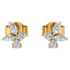 1/2 Carat SI/H Marquise Pear Brilliant Cut Diamond Earrings 18 Karat Yellow Gold