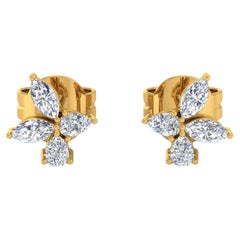 Boucles d
oreilles en or jaune 18 carats, diamant poire brillant de 1/2 carat SI/H Marquise