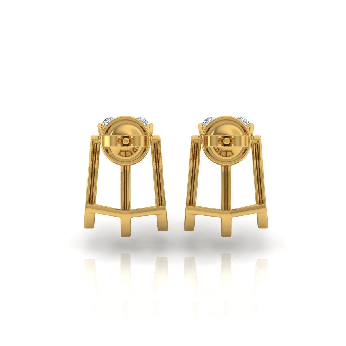 Taille poire 1/2 Carat SI/H Diamant taille poire brillant Demi-cercle d'oreilles or jaune 18k en vente