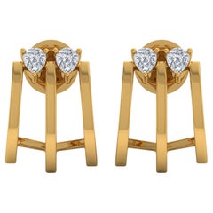 Pendientes de medio aro de diamantes talla pera brillante SI/H de 1/2 quilate y oro amarillo de 18k