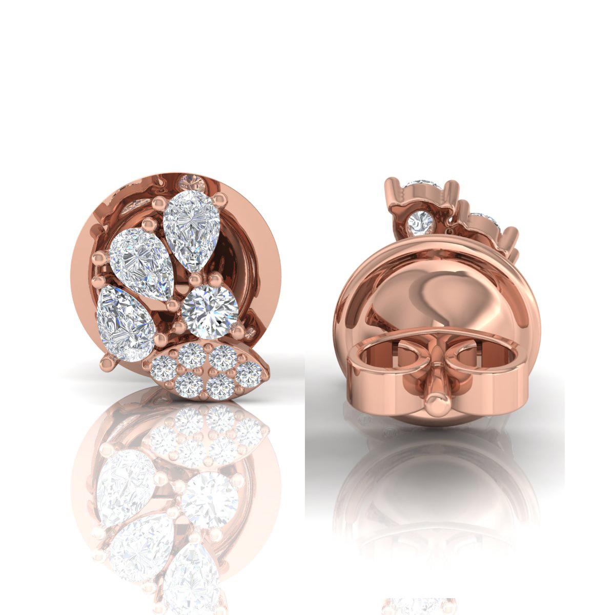 Pear Cut 1/2 Carat Si/Hi Pear Shape Diamond Stud Earrings 18 Karat Rose Gold Fine Jewelry For Sale