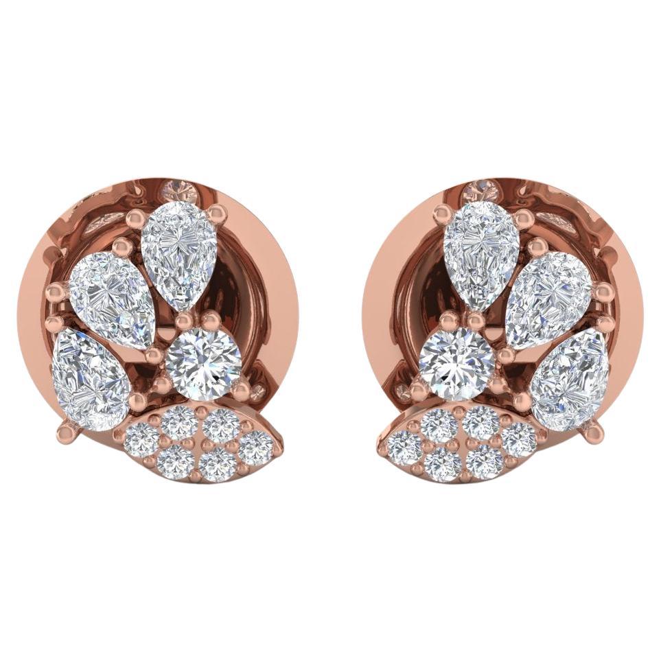 1/2 Carat Si/Hi Pear Shape Diamond Stud Earrings 18 Karat Rose Gold Fine Jewelry For Sale