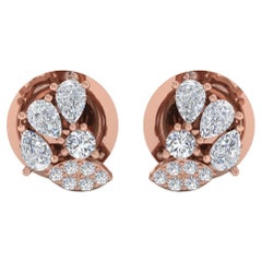 Boucles d'oreilles diamant 1/2 carat Si/Hi en forme de poire Or rose 18 carats Bijoux fins