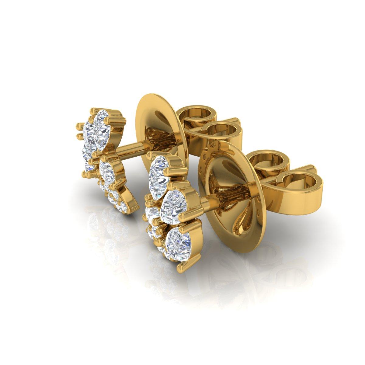 Moderne Clous d'oreilles en diamant 1/2 carat SI/HI en forme de poire Bijoux en or jaune 18 carats en vente