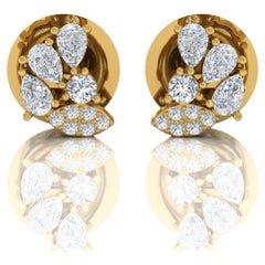 1/2 Carat SI/HI Pear Shape Diamond Stud Earrings 18 Karat Yellow Gold Jewelry