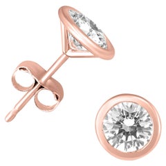 The Eternal Diamond Solitaire Stud Earrings in 14 Karat Rose Gold