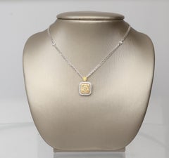 1/2 Carat Yellow Diamond 18 Karat Two-Tone Gold Pendant Necklace