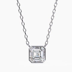 1/2 Ct Asscher Cut Natural Diamond Square Colgante Bisel Set 14K Solid Gold SI GH