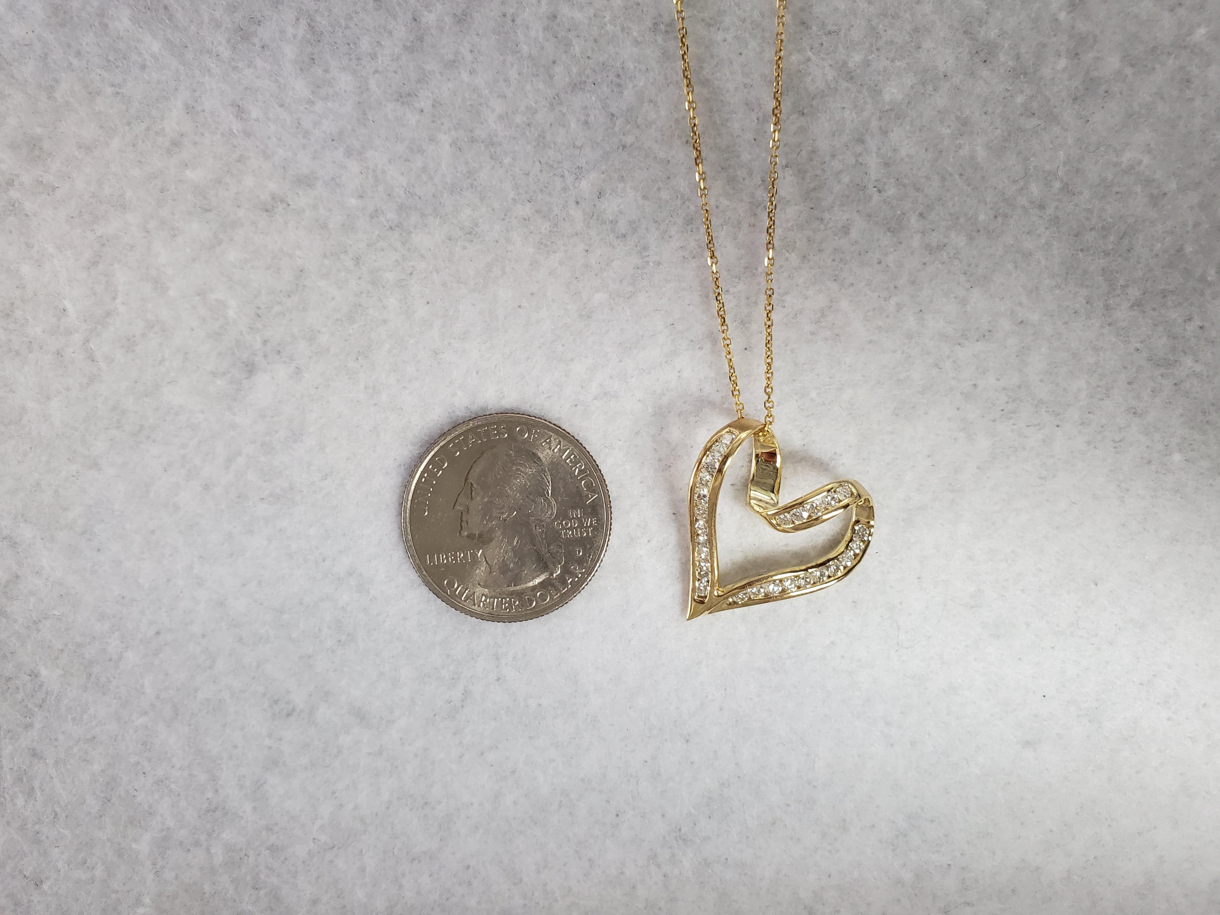 Collar Corazón Flotante Diamante 1/2 CT Oro Amarillo 14k en Nuevo estado para la venta en Sugar Land, TX