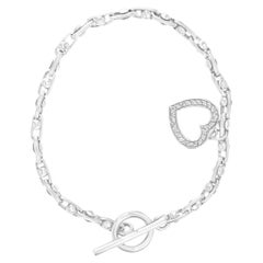 1/2 Ct. Diamond Heart Charm Bracelet 14k White Gold