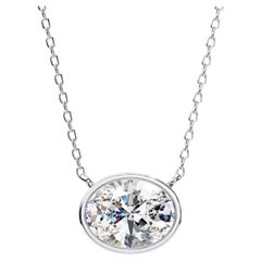 Collier pendentif en or massif 14 carats avec diamants ovales 1/2 carat