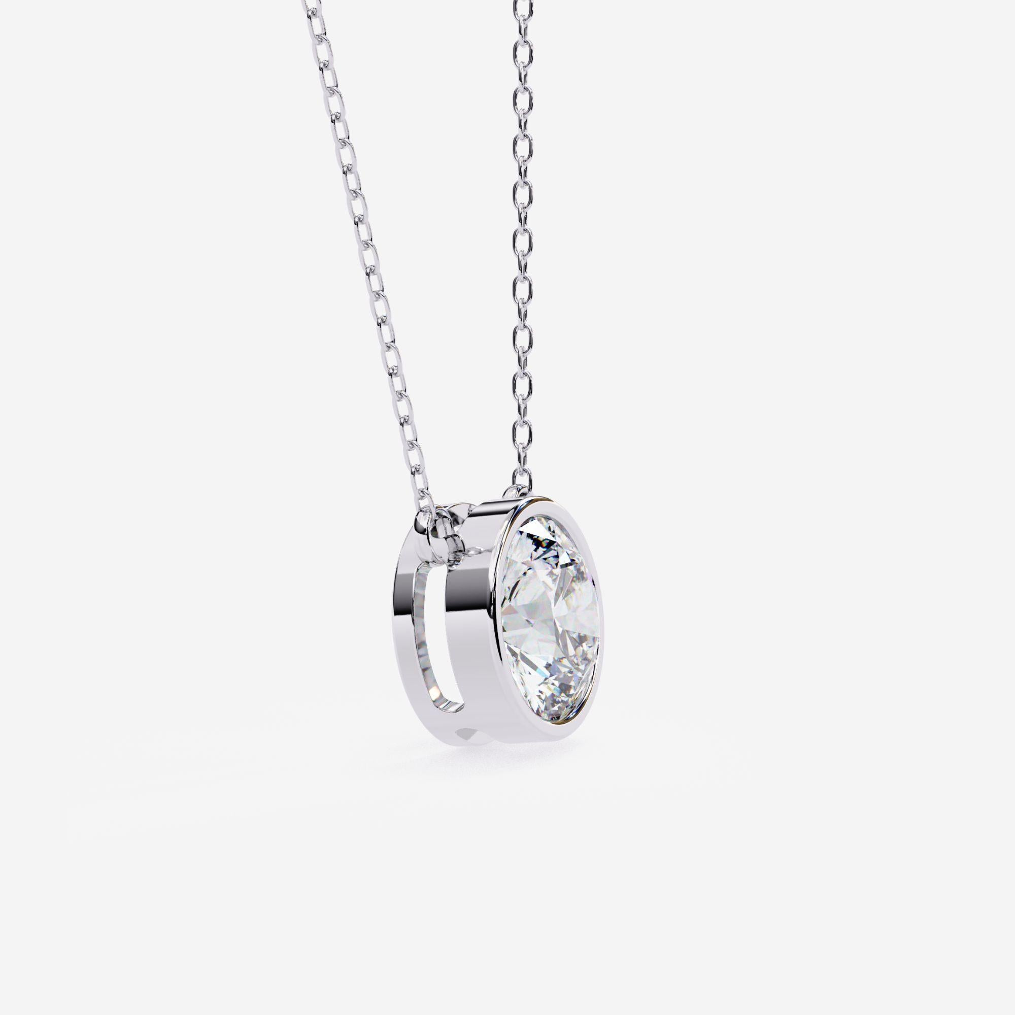 Women's 1/2 Ct Round Solitaire Diamond Pendant Necklace, Bezel Set 14K Solid Gold, SI GH For Sale