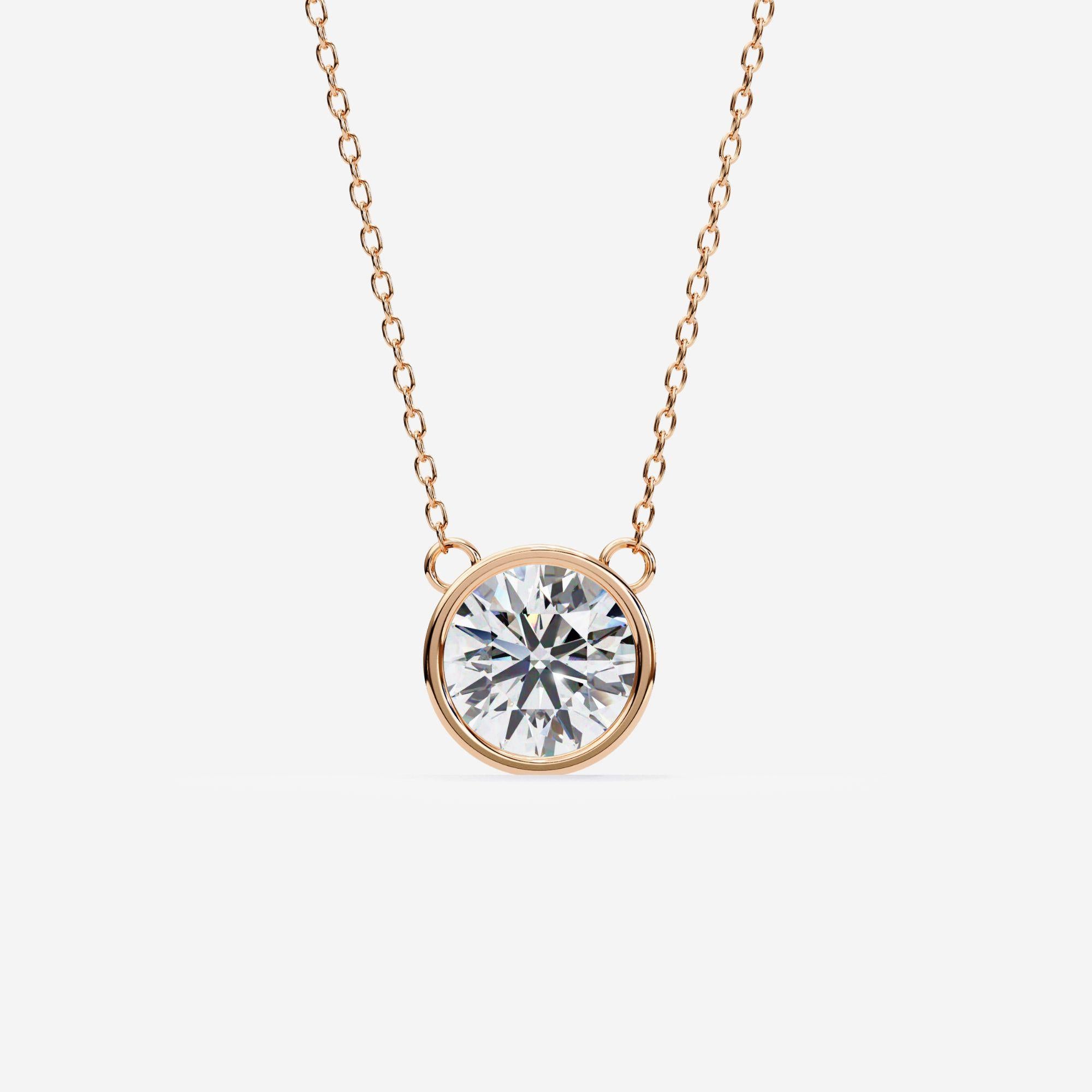 1/2 Ct Round Solitaire Diamond Pendant Necklace, Bezel Set 14K Solid Gold, SI GH For Sale 2