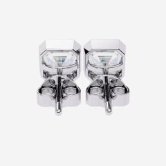 1/2 Ct Total Asscher Cut Diamond Earrings Bezel Setting 14K Solid Gold SI GH
