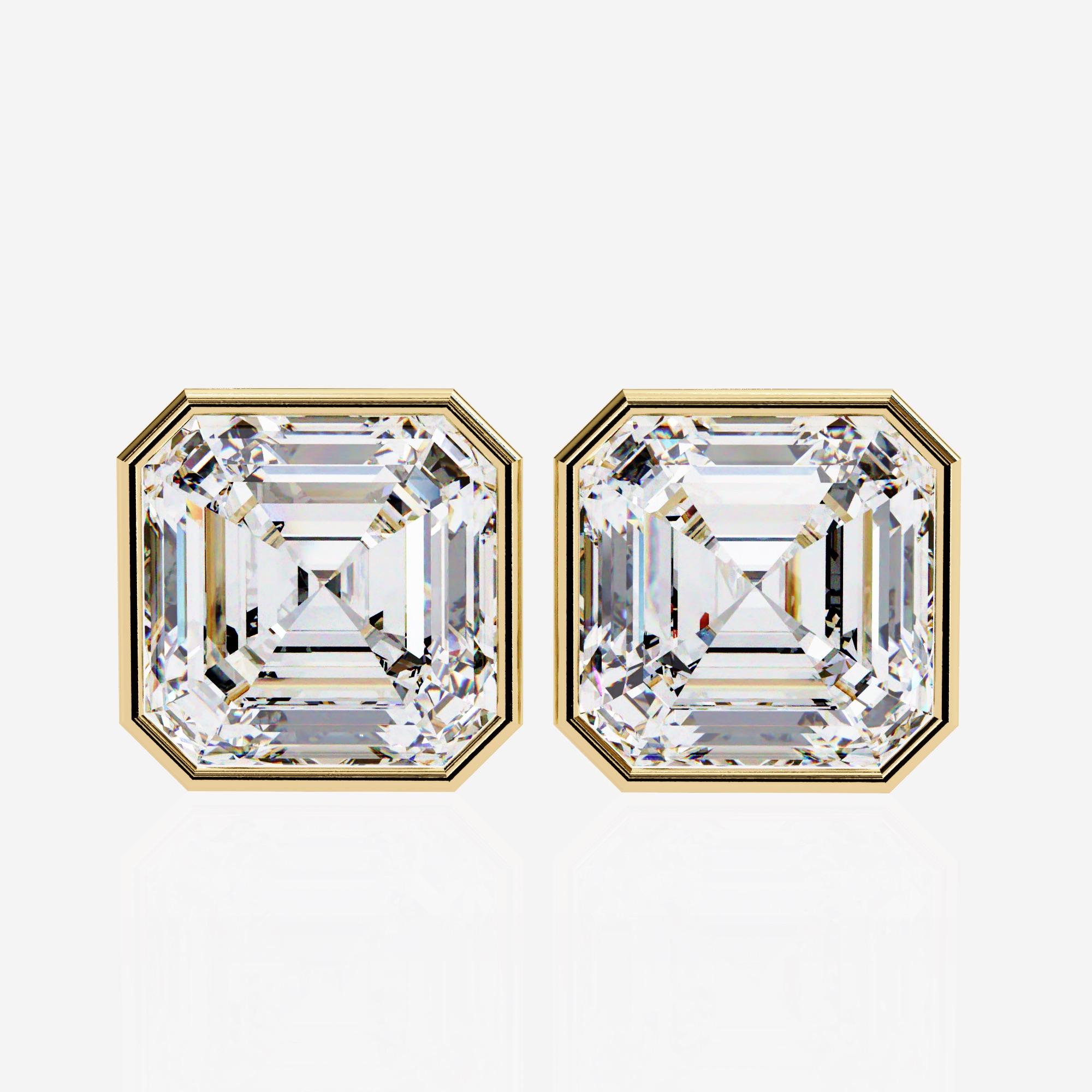 Women's 1/2 Ct Total Asscher Cut Diamond Earrings Bezel Setting 14K Solid Gold SI GH For Sale