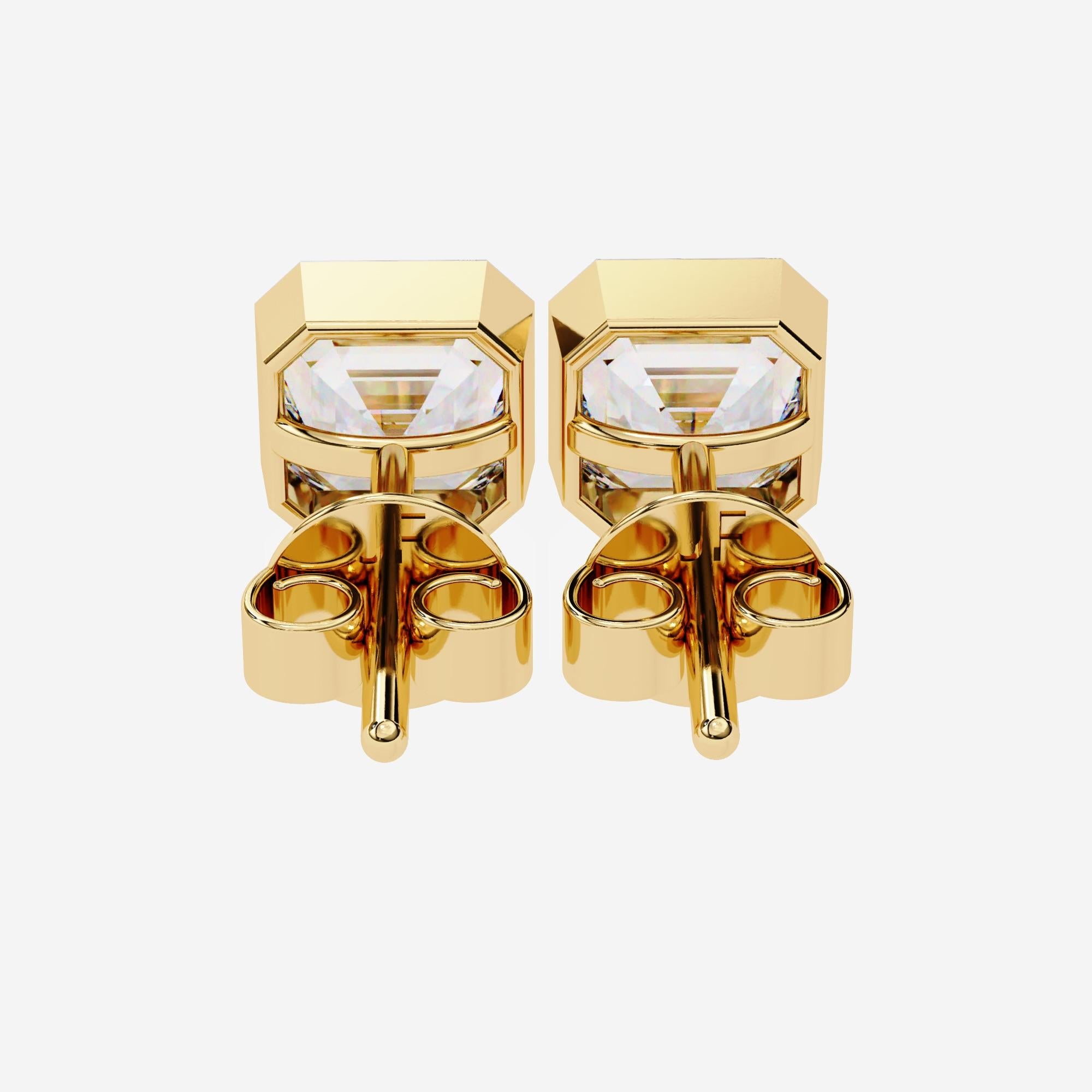 1/2 Ct Total Asscher Cut Diamond Earrings Bezel Setting 14K Solid Gold SI GH For Sale 1