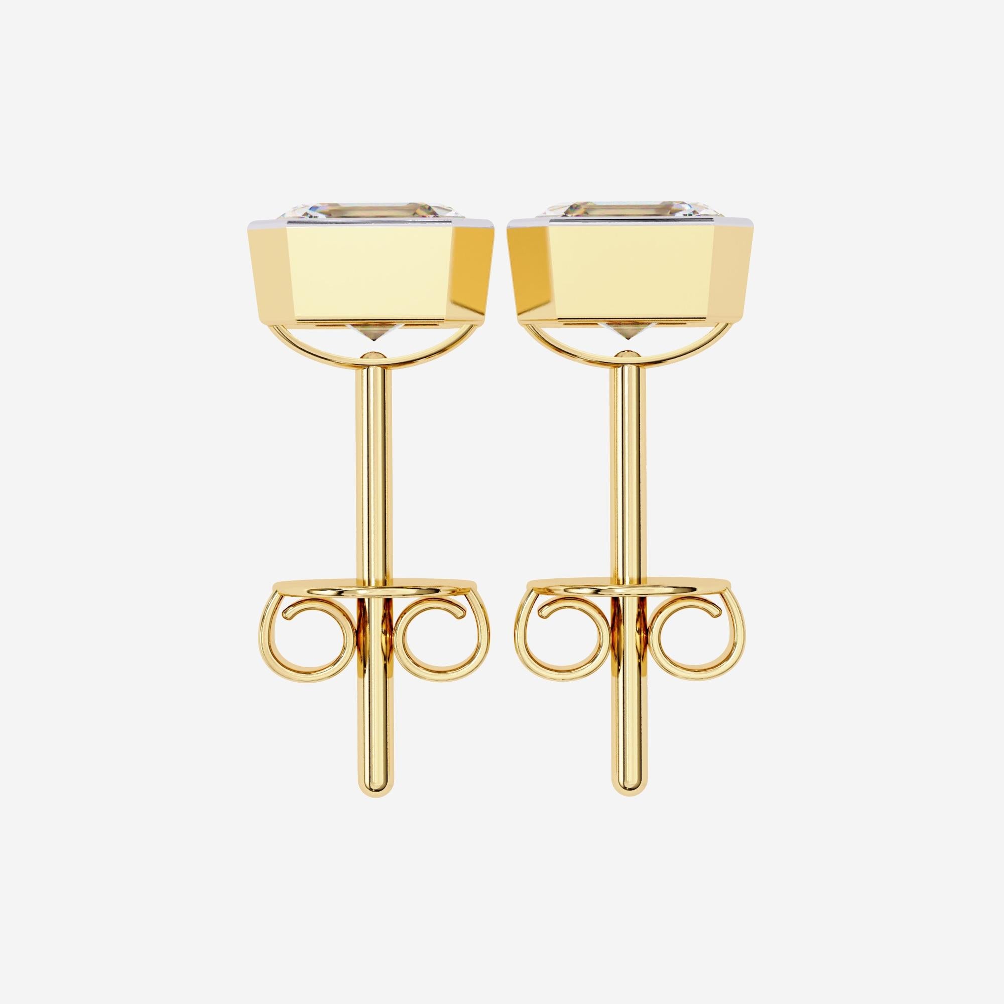 1/2 Ct Total Asscher Cut Diamond Earrings Bezel Setting 14K Solid Gold SI GH For Sale 2