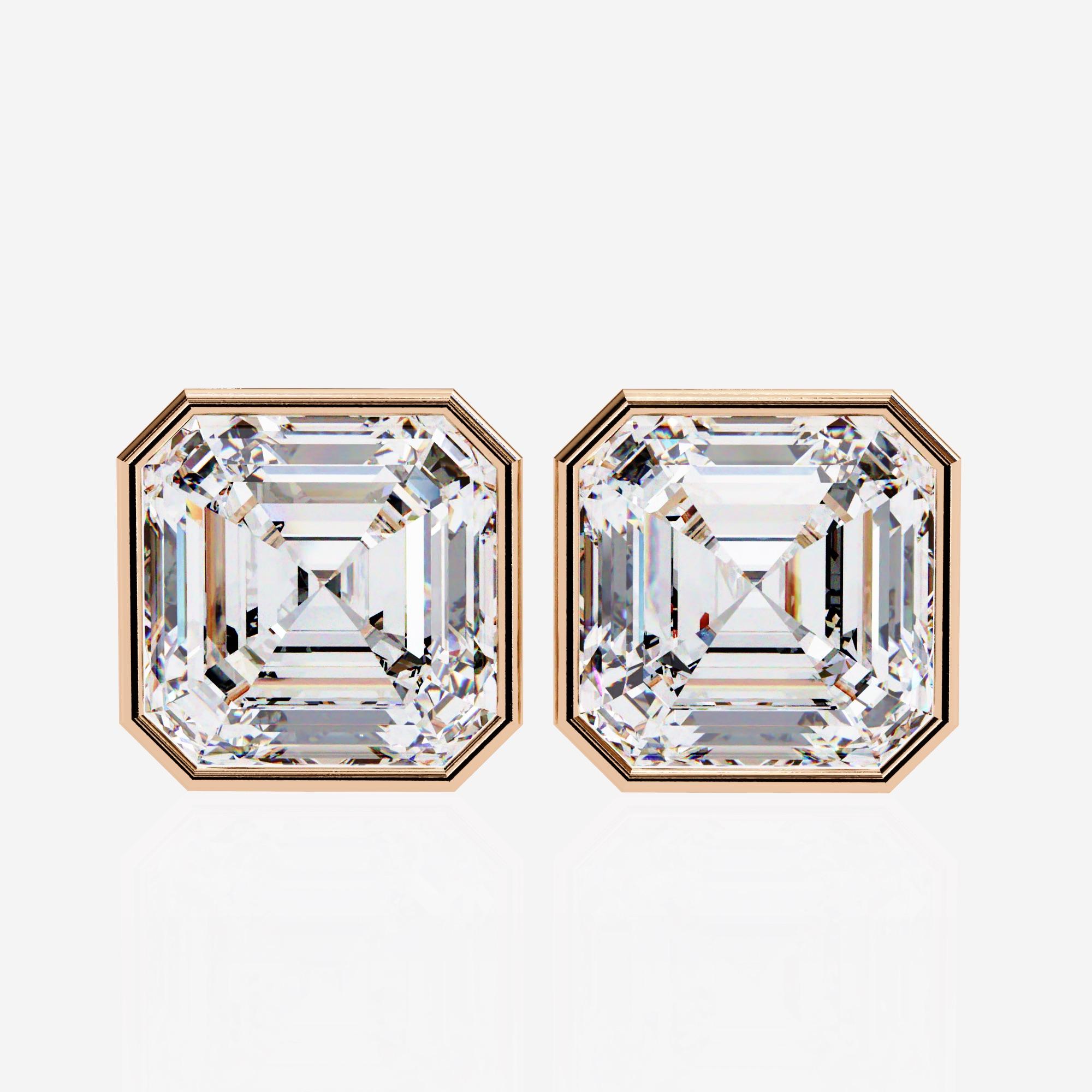 1/2 Ct Total Asscher Cut Diamond Earrings Bezel Setting 14K Solid Gold SI GH For Sale 3
