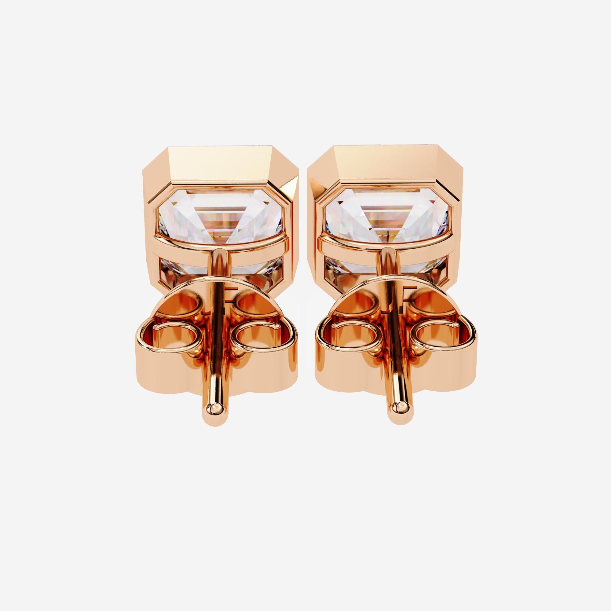 1/2 Ct Total Asscher Cut Diamond Earrings Bezel Setting 14K Solid Gold SI GH For Sale 4