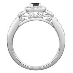 1/2 Carat TW 3-Stone Engagement Ring with Blk Ctr