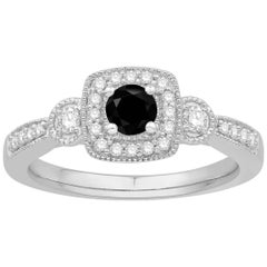 1/2 Carat TW 3-Stone Engagement Ring with Blk Ctr