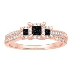 1/2 Carat TW Black Ctr Diamond Three-Stone Ring