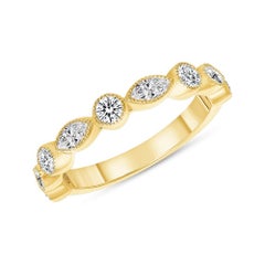 1/2 Ct. Tw. Marquise & Round Cut Milgrain Set Diamond Band