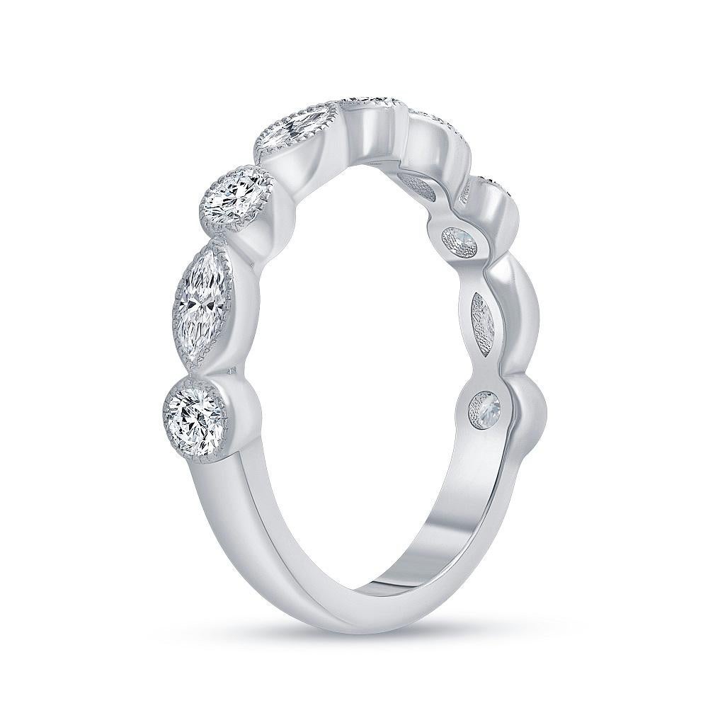 For Sale:  1/2 Ct. Tw. Marquise & Round Cut Milgrain Set Diamond Band 3