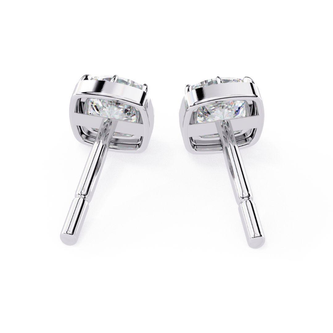 1/2 Ctw Cushion Cut Diamond Studs 14K Gold Modern Georgian Cut Down Setting SI G In New Condition For Sale In New York, NY