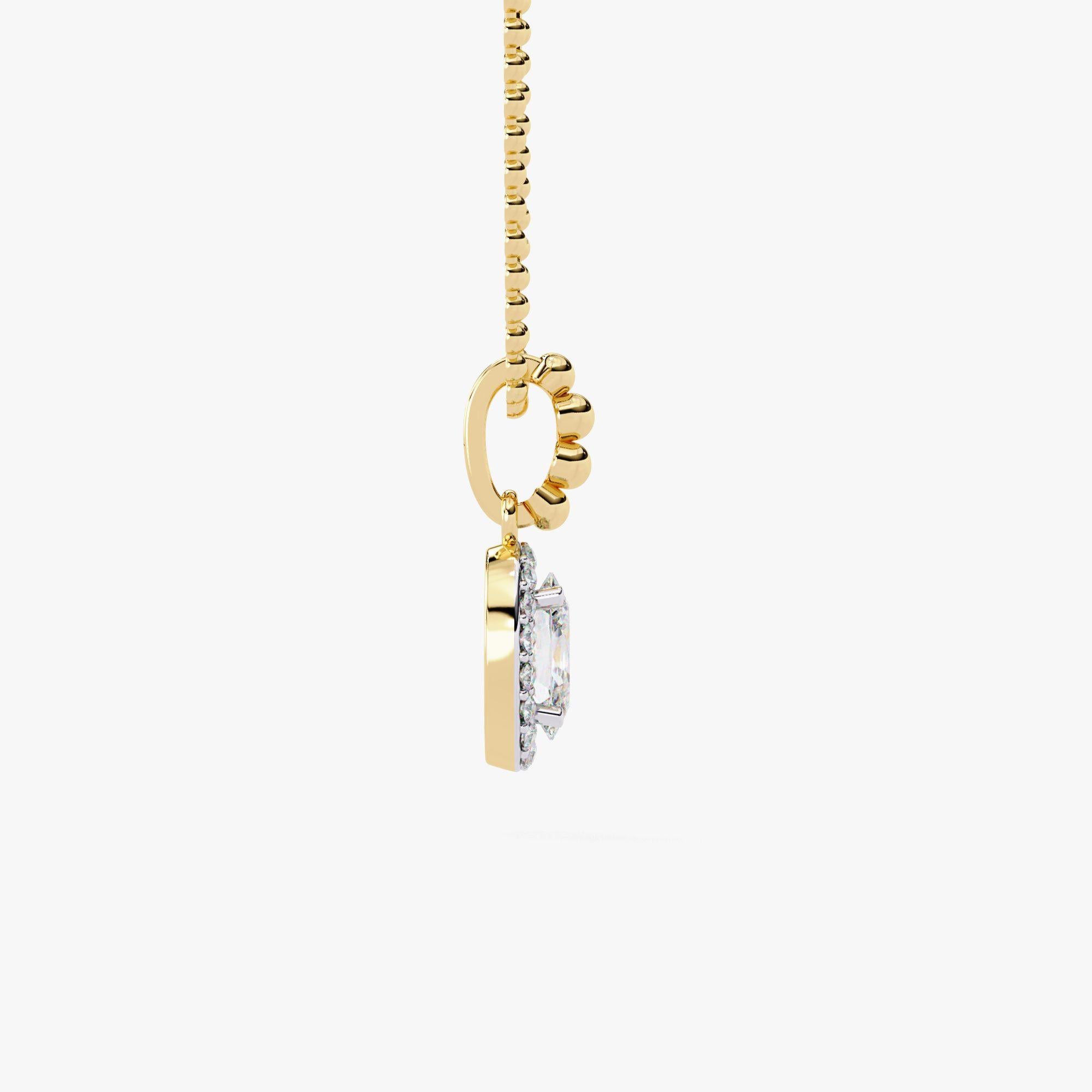 Contemporaneo 1/2 Ctw Dainty Oval Halo Diamond Collana con catena a perline, oro massiccio 14K, SI in vendita