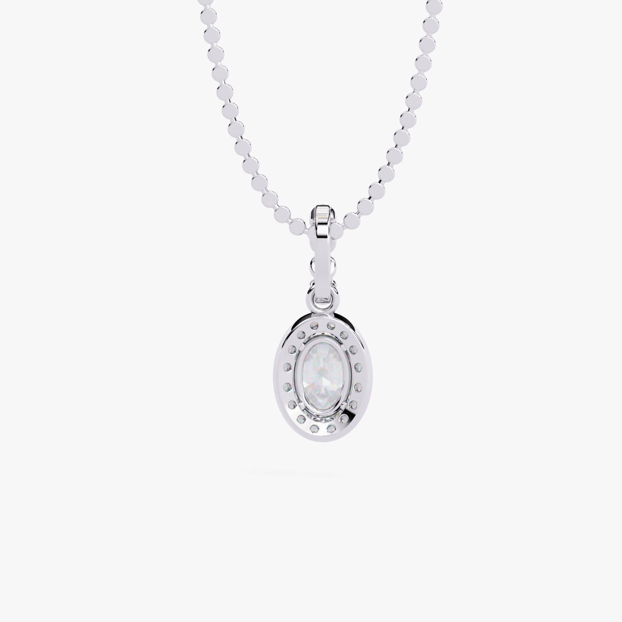 1/2 Ctw Dainty Oval Halo Diamond Collana con catena a perline, oro massiccio 14K, SI In condizioni Nuovo in vendita a New York, NY