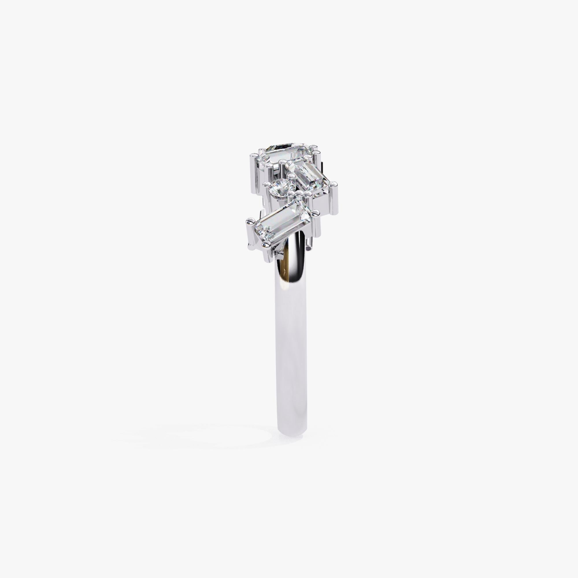 Contemporary 1/2 Ctw Diamond Band, 14K Solid Gold, Baguette and Round Diamonds, SI GH For Sale